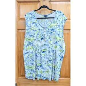 Links Textured Fabric Size 2X Sleeveless Button Front Tunic Blouse Top Stretch